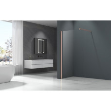 Параван за баня БРОУДИ, 80-90х200 см, прозрачно стъкло, розово злато